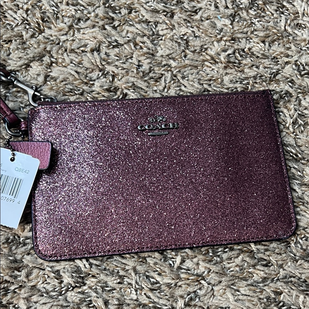 Coach Glitter Wristlet - Plum Sparkle